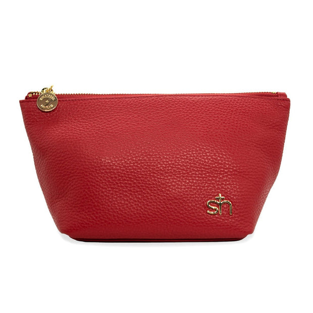 Swatzell + Heilig's Make-Up Bag in color Red Poppy, picture showing the front of the item