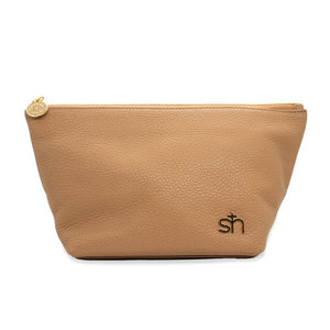Swatzell + Heilig's Make-Up Bag in color Cappuccino, picture showing the front of the item