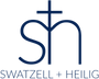 Navy blue logo of luxury, Italian leather handbag store Swatzell + Heilig