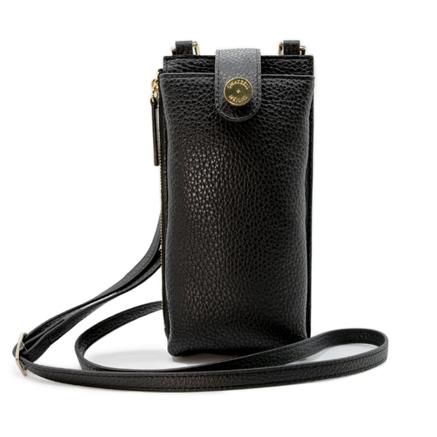 Swatzell + Heilig's Paris Phone Pouch in color Dark Black, picture showing the front of the item