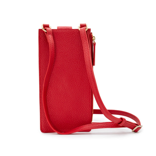 Swatzell + Heilig's Paris Phone Pouch in color Red Poppy, picture showing the back of the item