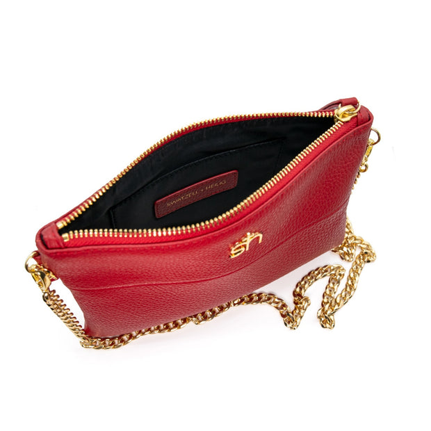 Swatzell + Heilig's Soho Bag in color Red Poppy, picture showing the top-down view of the item