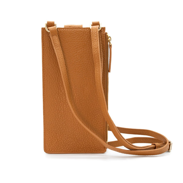 Swatzell + Heilig's Paris Phone Pouch in color Caramel, picture showing the back of the item