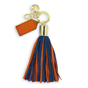 Navy Blue & Burnt Orange Tassel Keychain