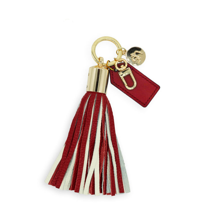 Cardinal & White Tassel Keychain