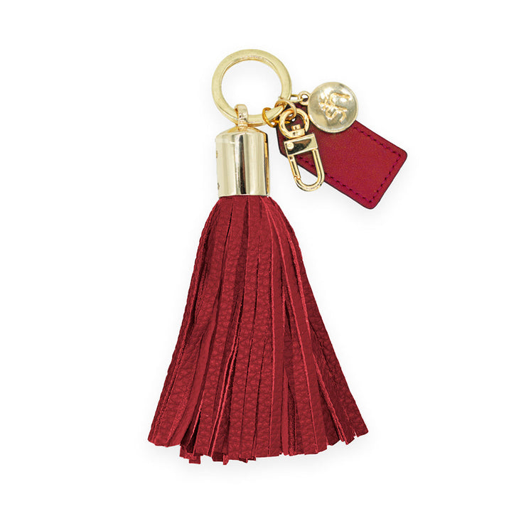 Swatzell + Heilig's Tassel keychain in color Cardinal