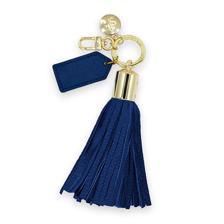 Swatzell + Heilig's Tassel keychain in color Navy Blue