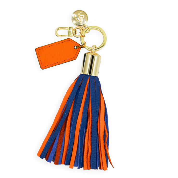 Royal Blue & Orange Tassel Keychain