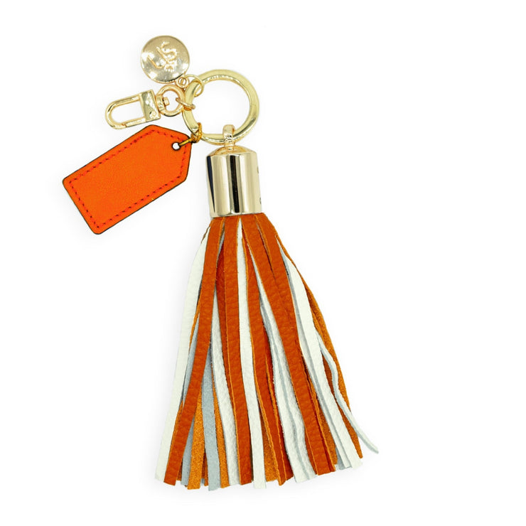 Orange & White Tassel Keychain