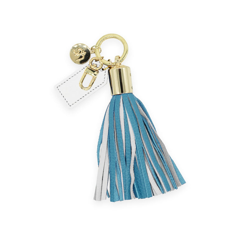 Powder Blue & White Tassel Keychain