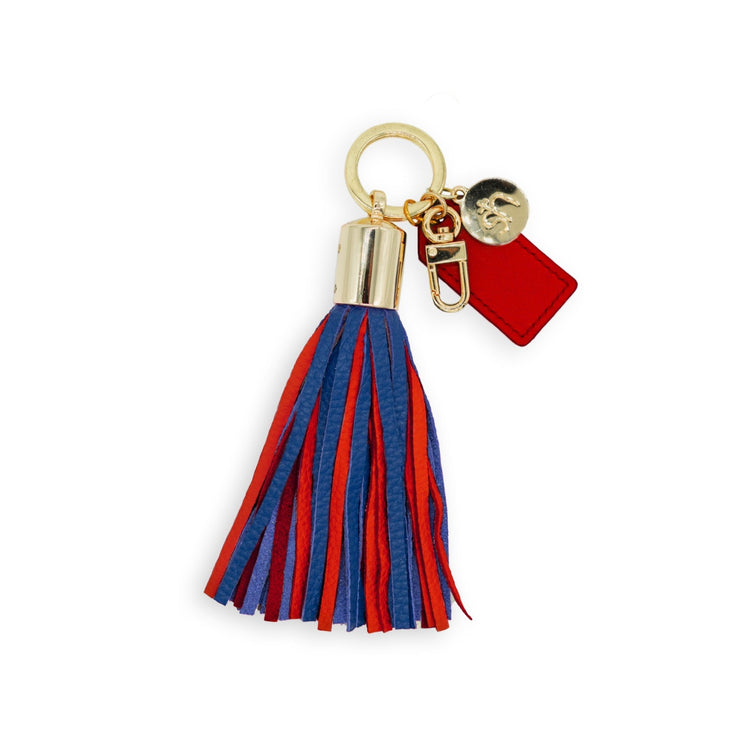 Navy Blue & Red Tassel Keychain