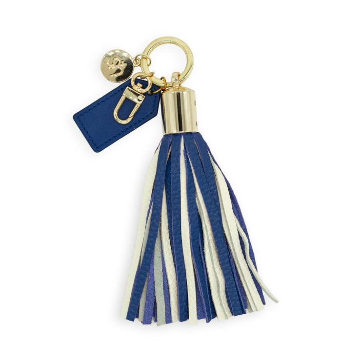 Royal Blue & White Tassel Keychain