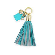 Turquoise & Gray Tassel Keychain