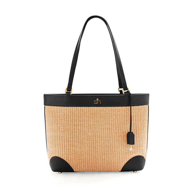 Amalfi Straw Tote Black