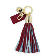 Swatzell + Heilig's Tassel keychain in color Bordeaux and Silver Blue