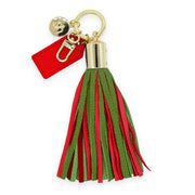 Swatzell + Heilig's Tassel keychain in color Scarlet Red and Olive Green