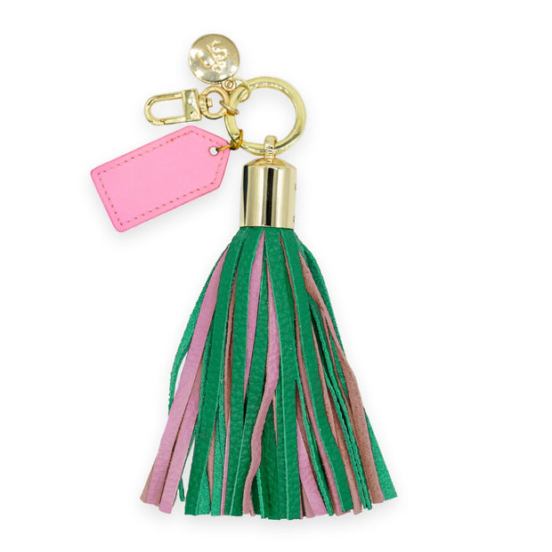 Swatzell + Heilig's Tassel keychain in color Pink and Emerald