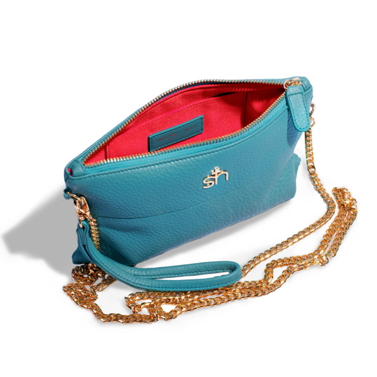 Swatzell + Heilig's Soho Bag in color Blue, picture showing the top-down view of the item