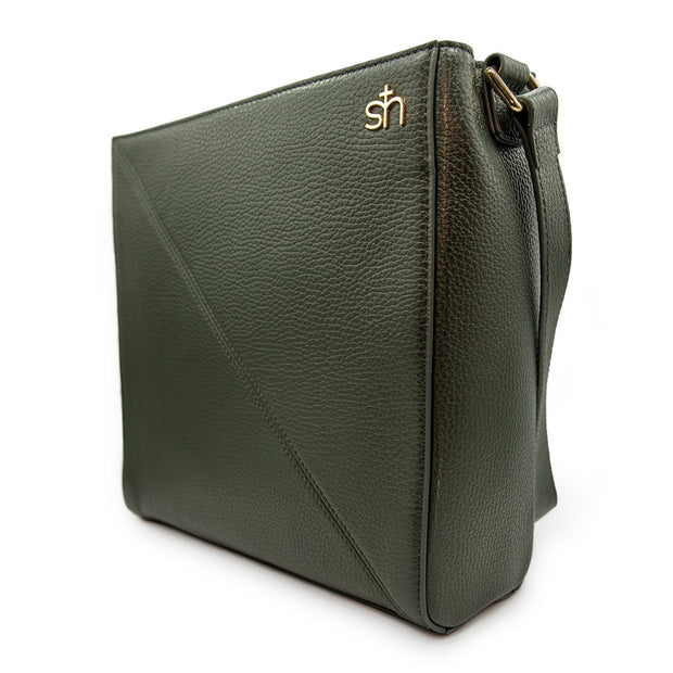 Swatzell + Heilig's Seville Bag in color Loden Olive, picture showing the right side of the item