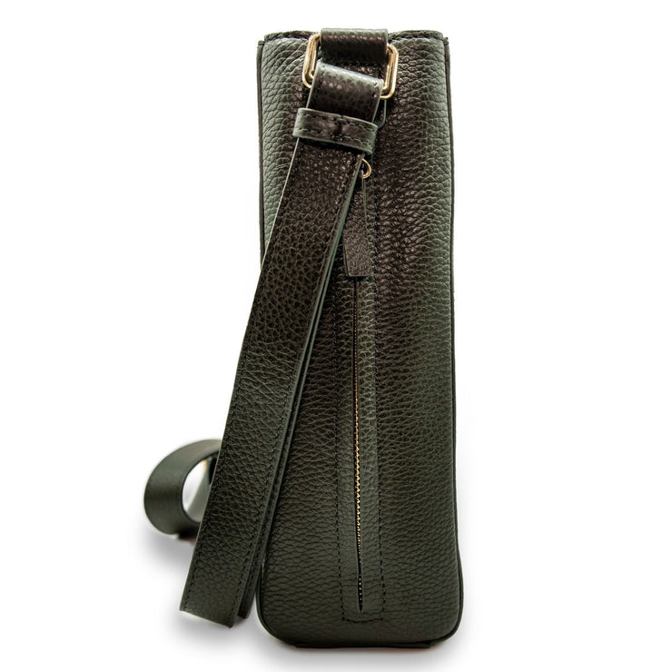 Swatzell + Heilig's Seville Bag in color Loden Olive, picture showing the side of the item