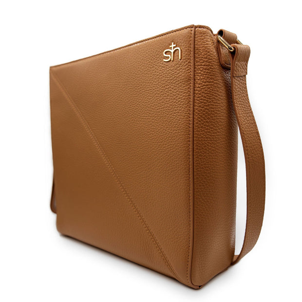 Swatzell + Heilig's Seville Bag in color Caramel, picture showing the right side of the item