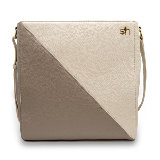 Swatzell + Heilig's Seville Bag in color Pearl & Stone, picture showing the back of the item