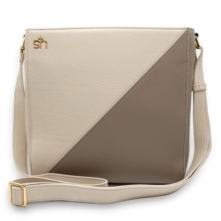 Swatzell + Heilig's Seville Bag in color Pearl & Stone, picture showing the front of the item